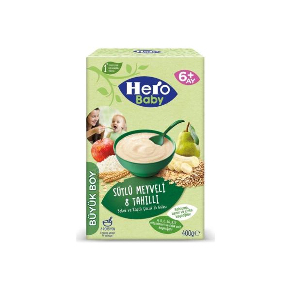 Hero Baby Sütlü Meyveli 8 Tahıllı Kaşık Maması 400 Gr