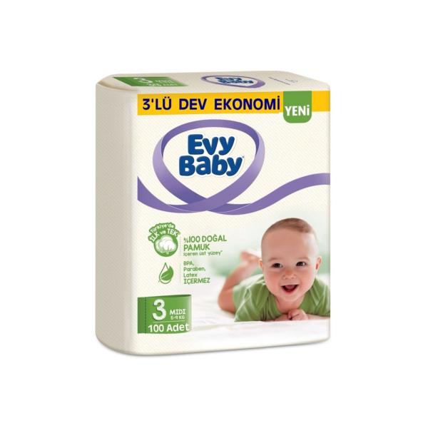 Evybaby Bebek Bezi Dev Eko Midi 100 Adet No:3 5-9 Kg