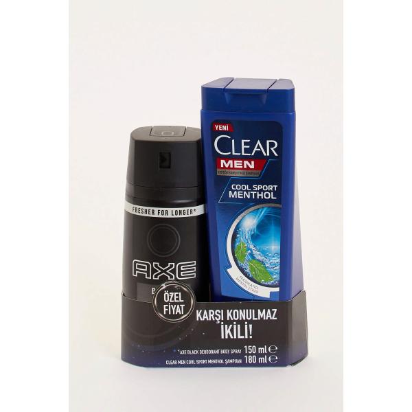 Axe Erkek Deodorant Sprey Black 150 ml Ve Clear Men Şampuan Cool Sport 180 ml